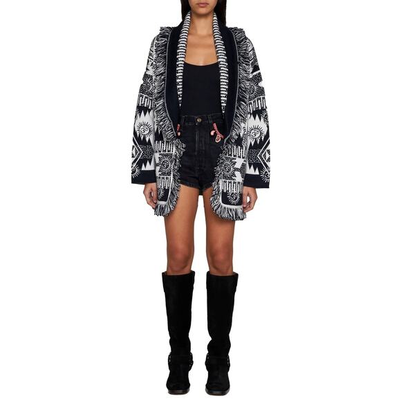 Alanui Pattern Embroidered Denim Shorts - 28 - Navy - Picture 2 of 5